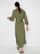 Peony Pear belted-waist midi dress