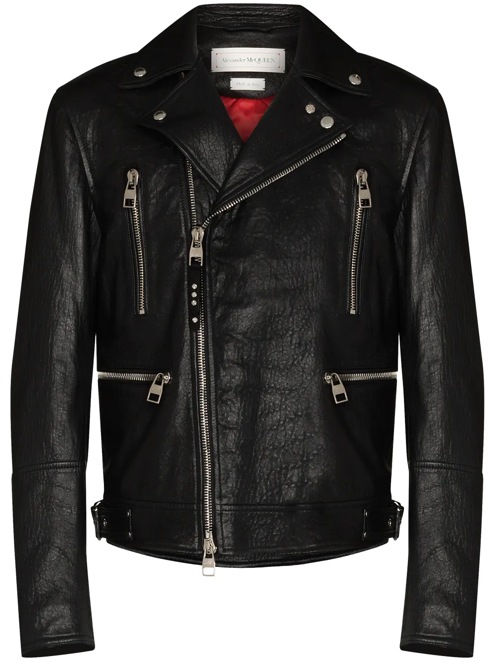 Shop Alexander Mcqueen Leather Biker Jacket In Black