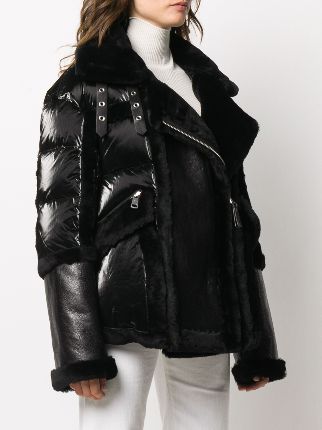 shell-panelled shearling coat展示图