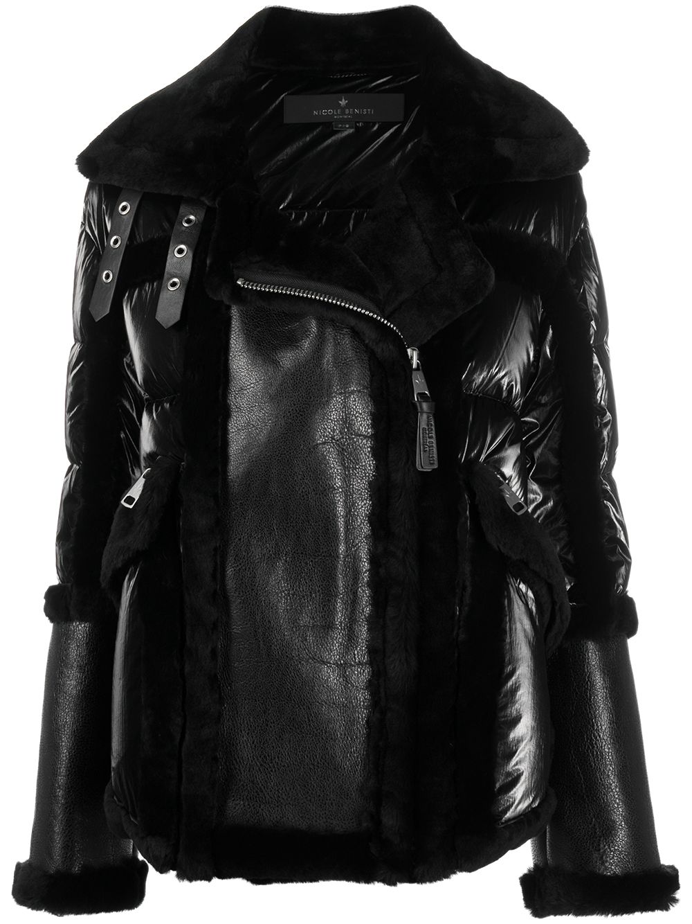 фото Nicole benisti shell-panelled shearling coat