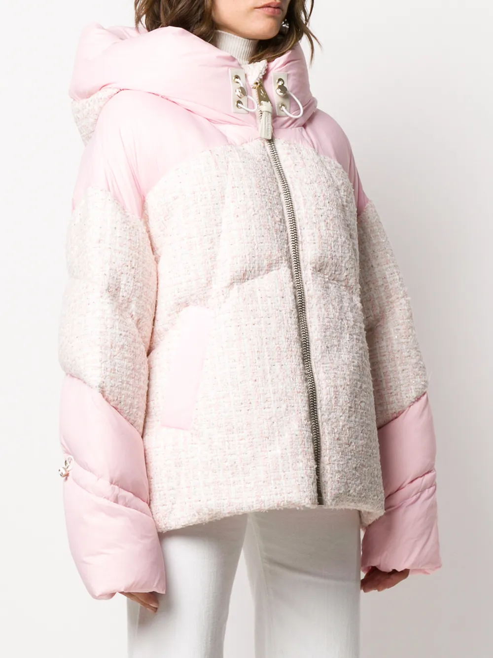 фото Nicole benisti shell-panelled tweed puffer jacket