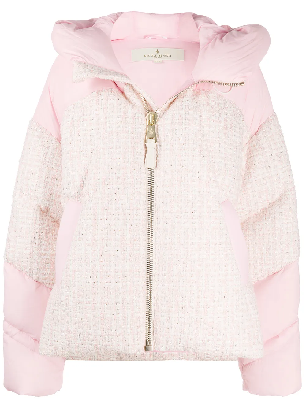 фото Nicole benisti shell-panelled tweed puffer jacket