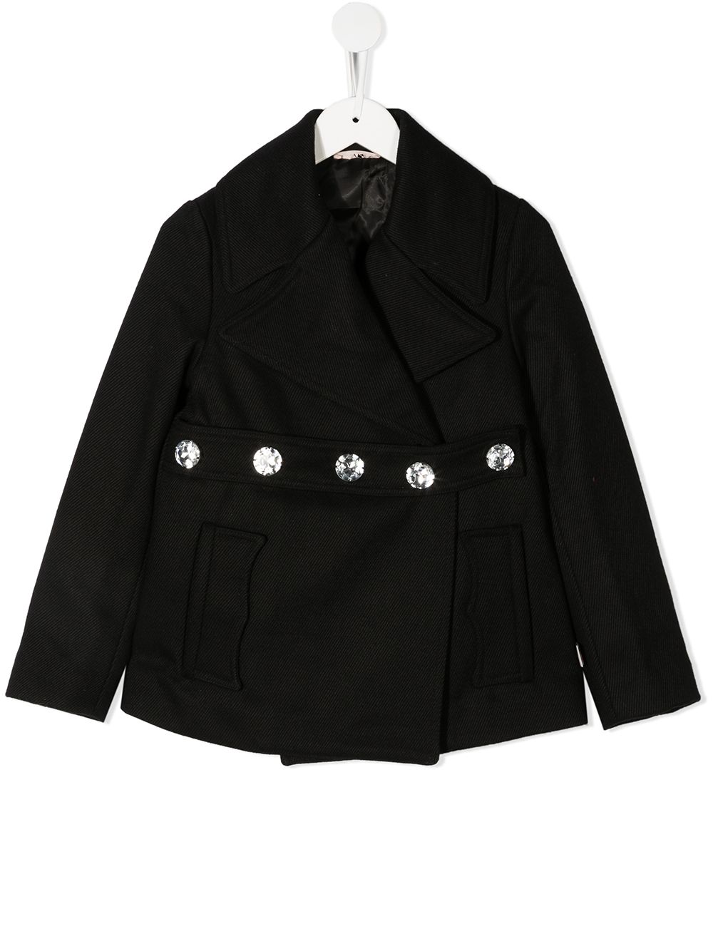 фото Nº21 kids crystal-embellished buttoned peacoat