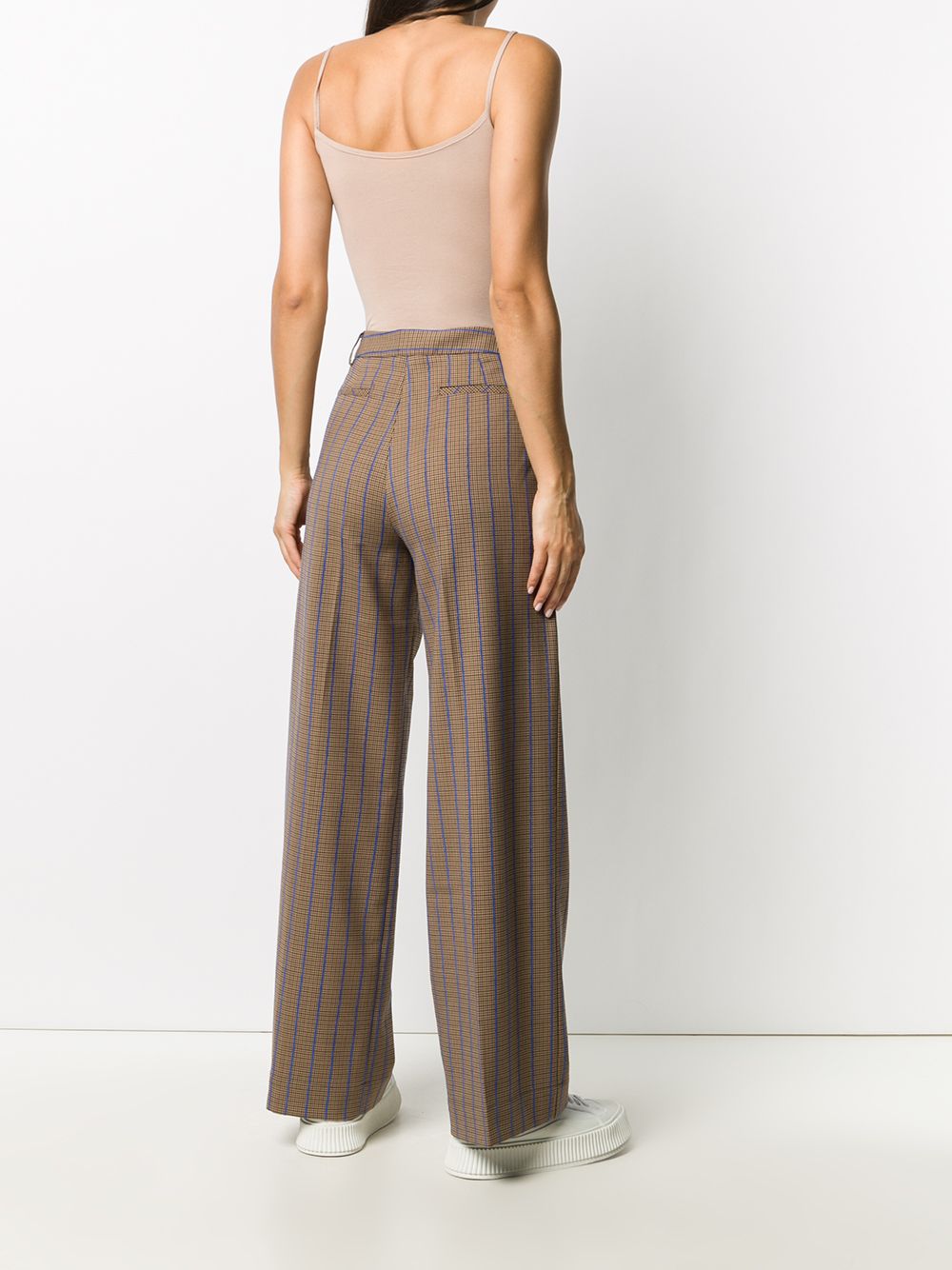 фото Chloè stora checked and stripe wide-leg trousers