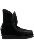 Mou crochet stitch-trim wedge boots - Black