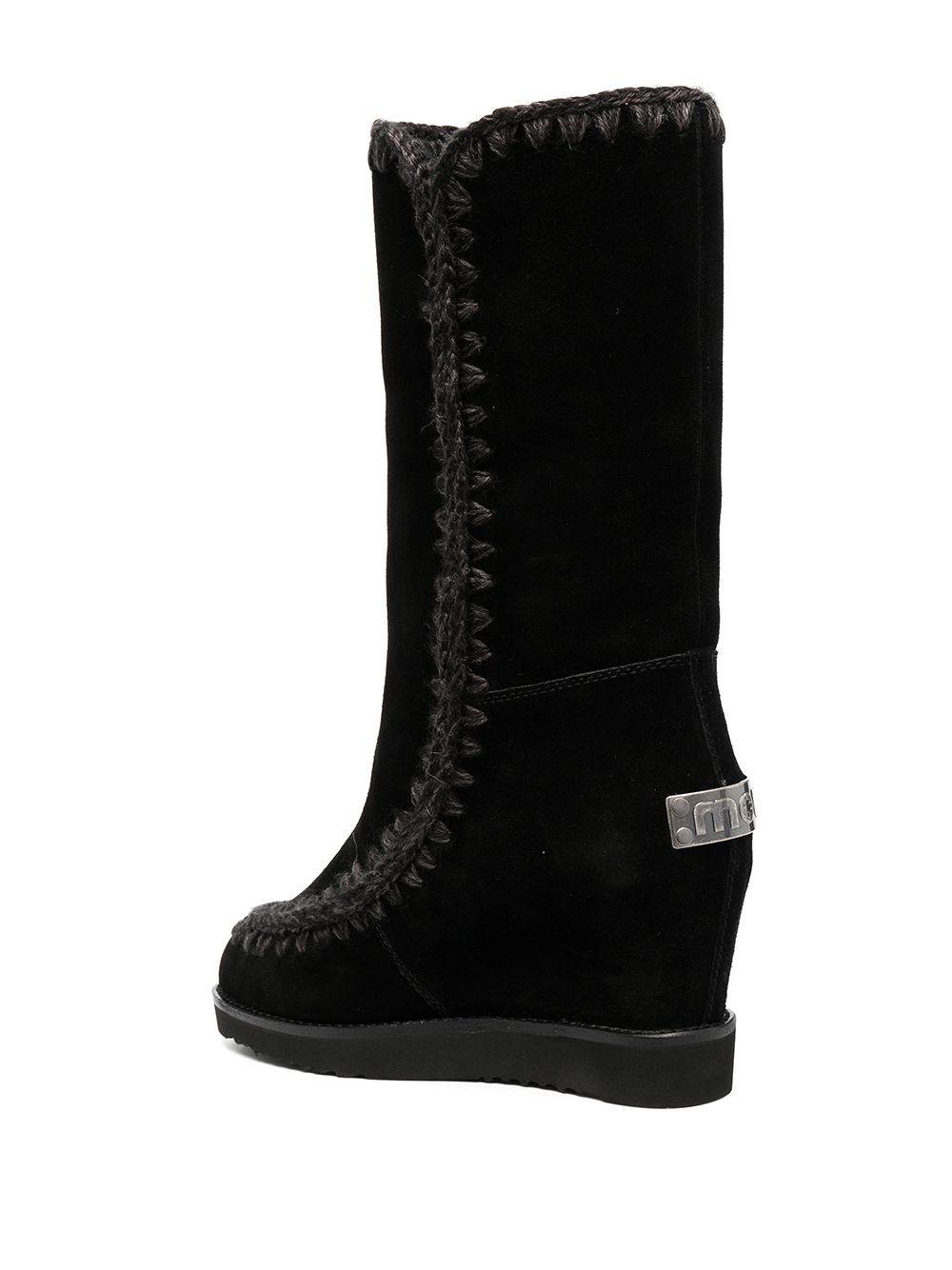 Shop Mou Mid-calf Slip-on Boots In Black