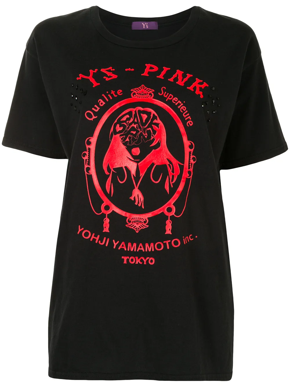Y's Schmales T-Shirt mit Logo-Print - Schwarz