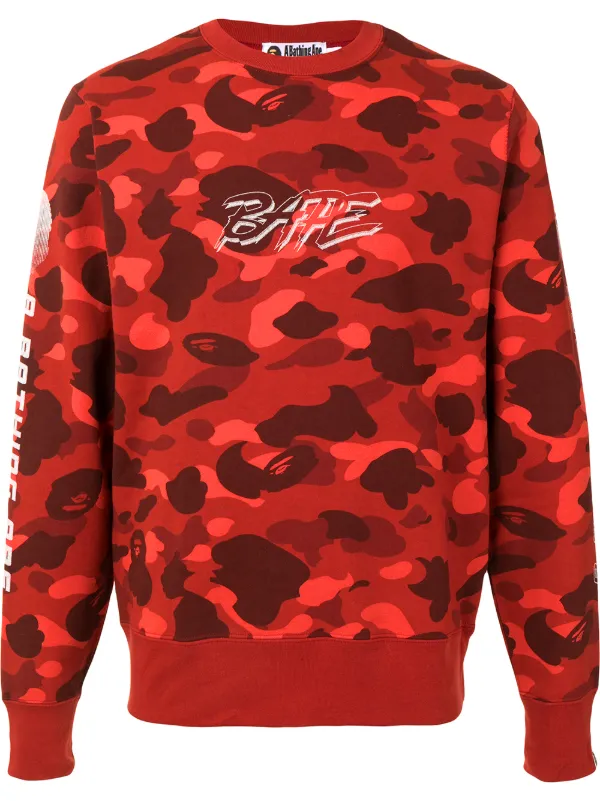 Shop Red Brown A Bathing Ape Camo Logo Print Sweatshirt With Express Delivery Farfetch