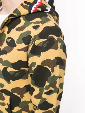 Camo shark motif zip-up hoodie展示图