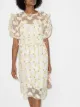 Image 2 of Shrimps Theodore floral-embroidery puff-sleeve dress