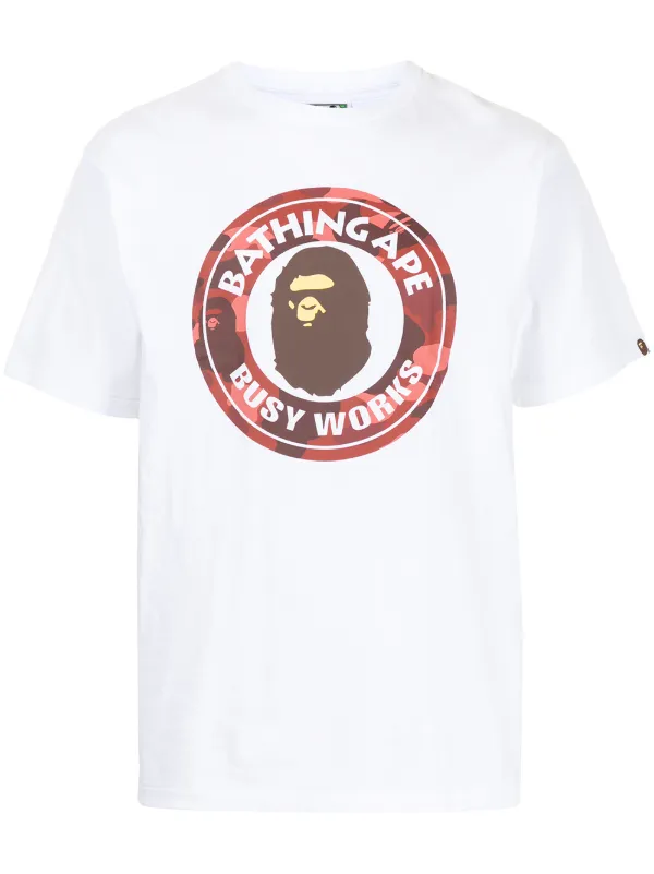 Shop White A Bathing Ape Colour Camo Logo Print Cotton T Shirt With Express Delivery Worldarchitecturefestival