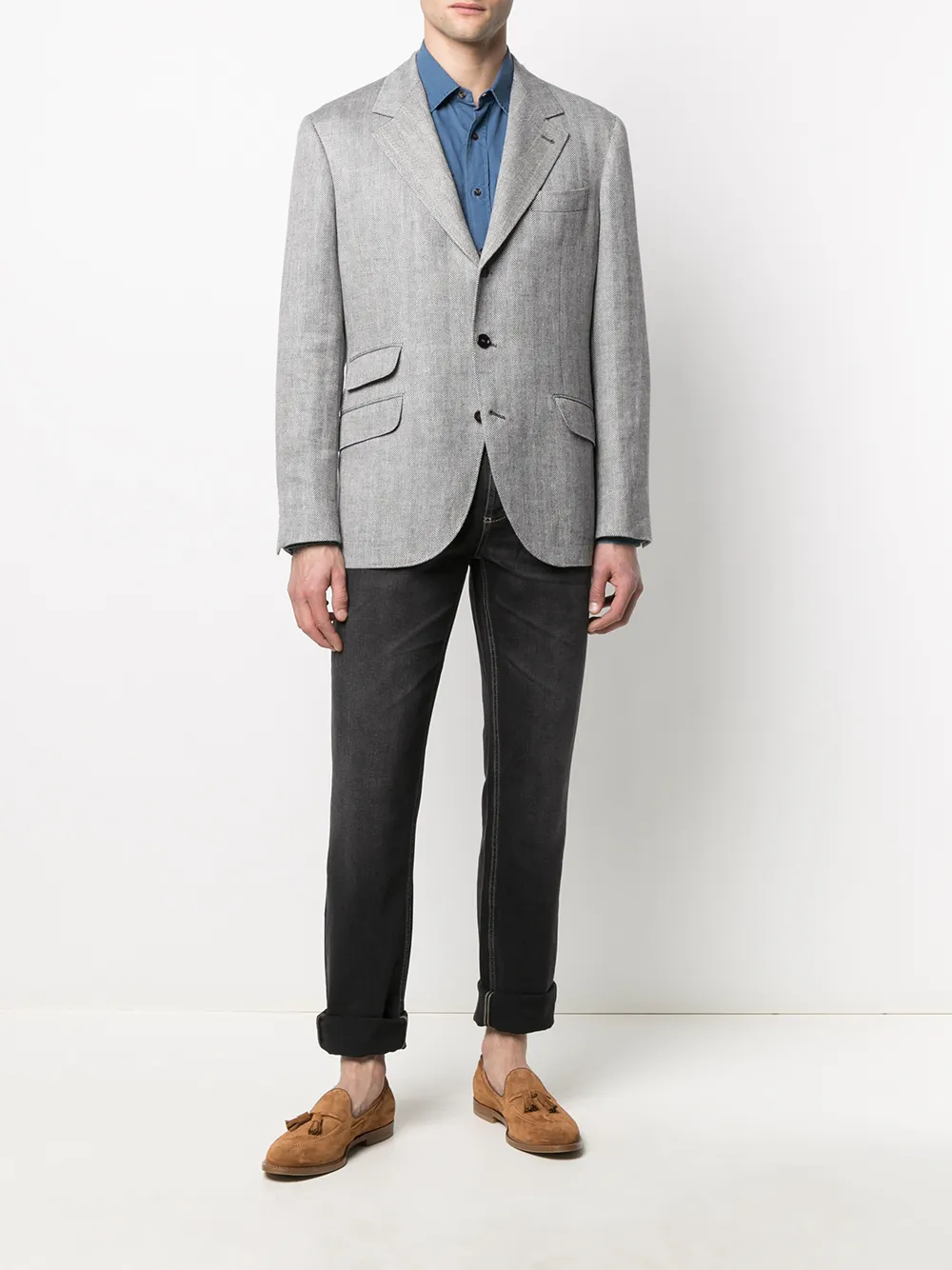 Brunello Cucinelli fiskbensmönstrad enkelknäppt blazer | Blazers | Image 2