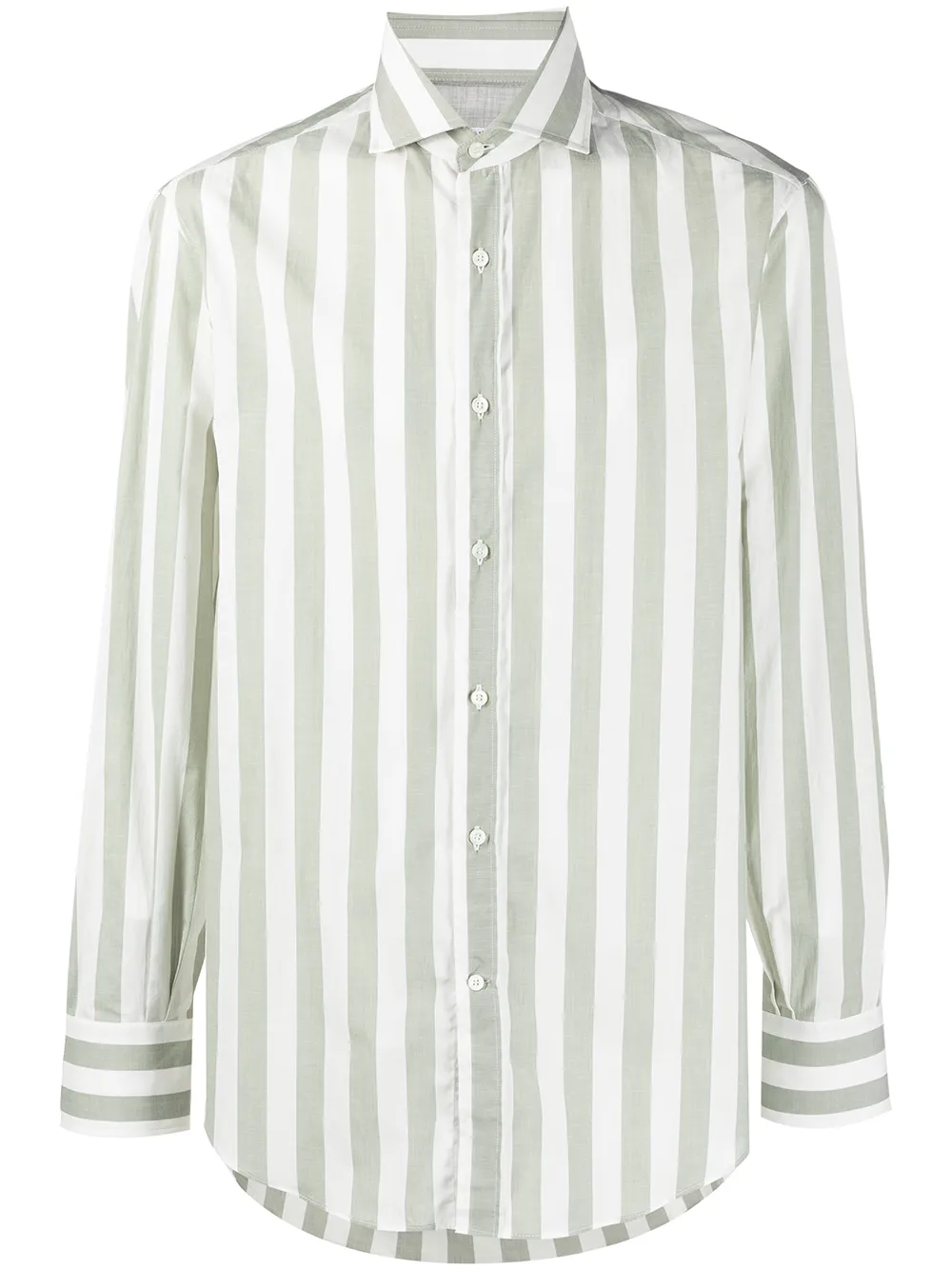 Click to view more detailed imagery on our partner's website Brunello Cucinelli Men's Striped Cotton Sport Shirt In Green