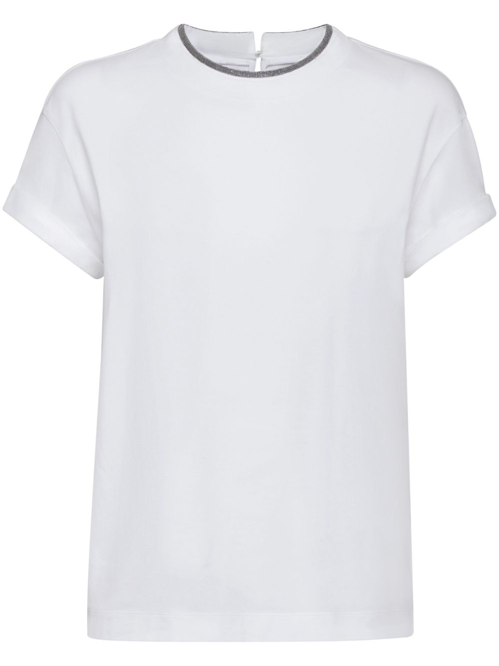 Brunello Cucinelli contrast-trim T-shirt - White