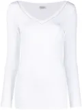 Brunello Cucinelli beaded neckline long-sleeve top - White