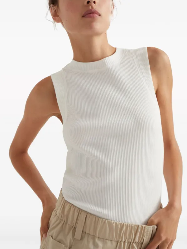 BRUNELLO CUCINELLI Ribbed cotton-blend jersey tank | NET-A