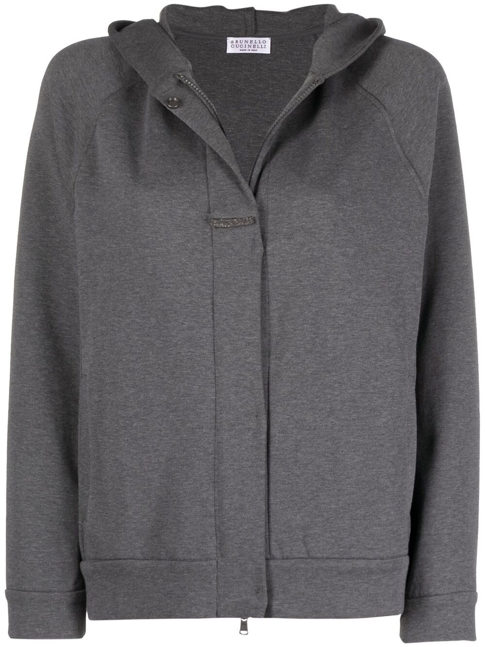 Brunello Cucinelli Zip-front Hoodie In Grey