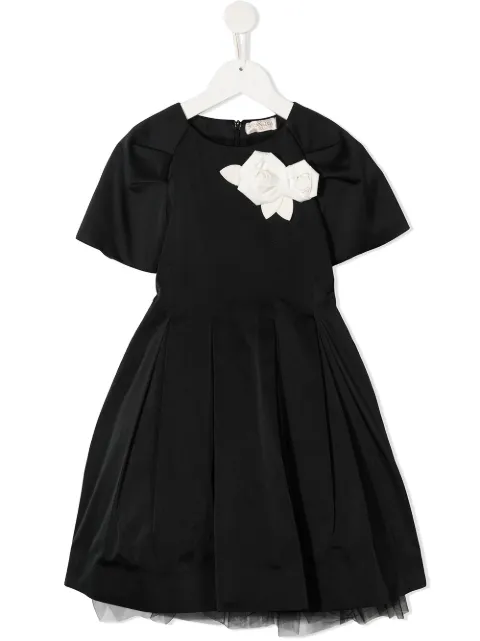 Monnalisa floral appliqué party dress 