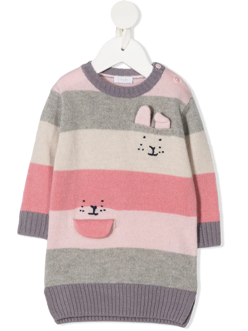 

Il Gufo wide stripes knitted dress - Pink
