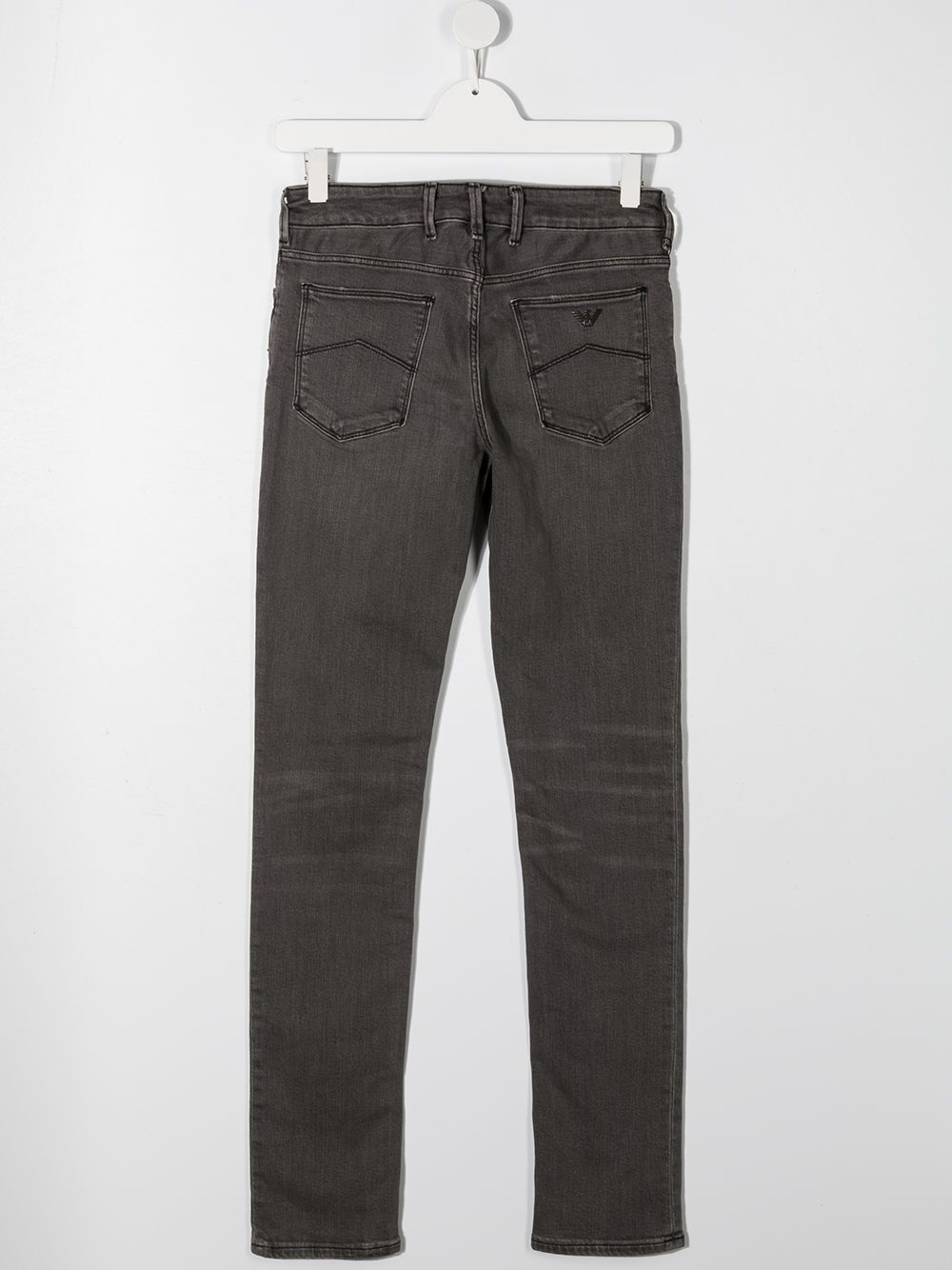 Shop Emporio Armani Distressed Mid-rise Skinny Jeans In Grey