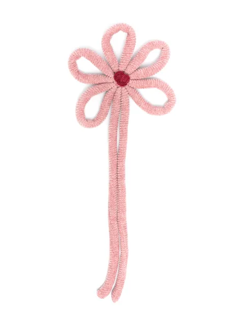 Piccola Ludo floral-appliqué knitted brooch 