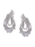 Ananya 18kt white gold diamond Mogra paisley earrings - Silver