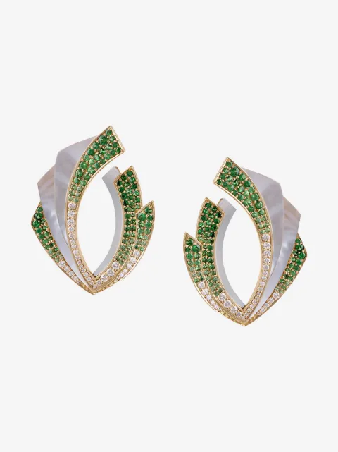 Ananya 18kt gold diamond tsavorite Mogra Light Blossom earrings