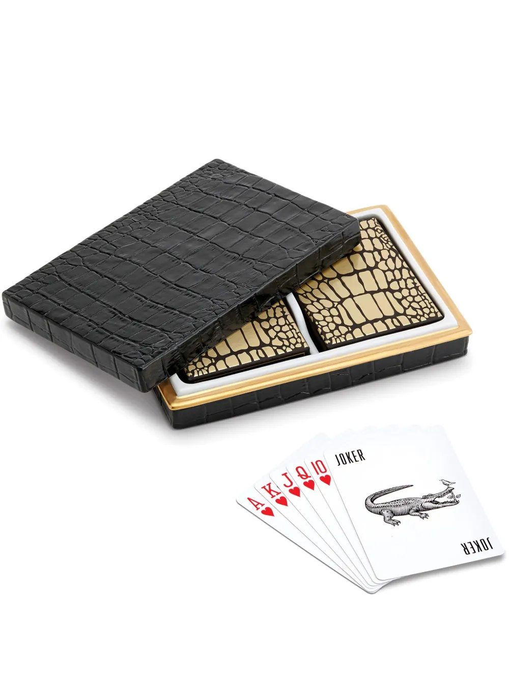 L'Objet Crocodile Box playing cards set | Black | Image 1