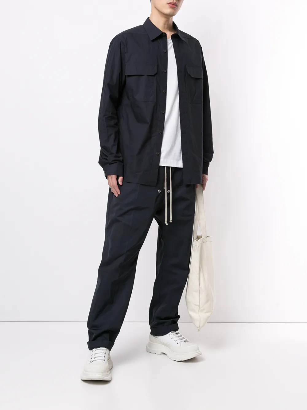 Rick Owens Broek met verlaagd kruis - Blauw