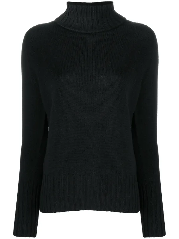 Drumohr Roll-neck Ribbed-trim Sweater in Black