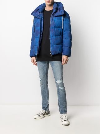 tie-dye detachable-hood puffer jacket展示图