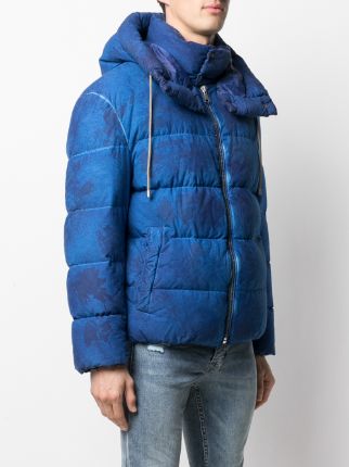 tie-dye detachable-hood puffer jacket展示图