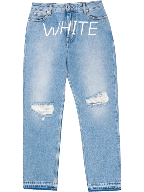 off white straight leg jeans