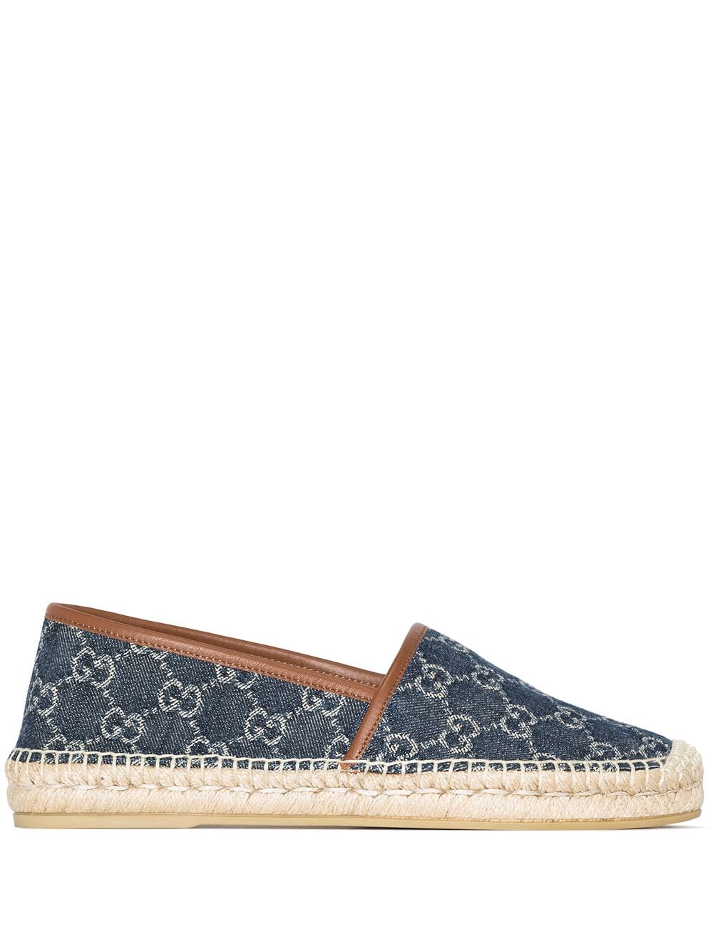 Gucci Gg Jacquard Denim Espadrilles In Blue