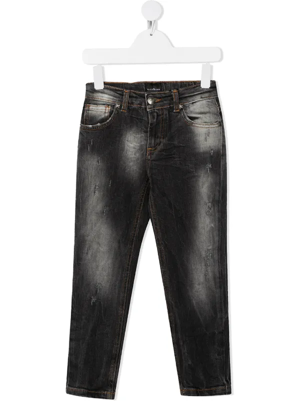 distressed dark wash jeans