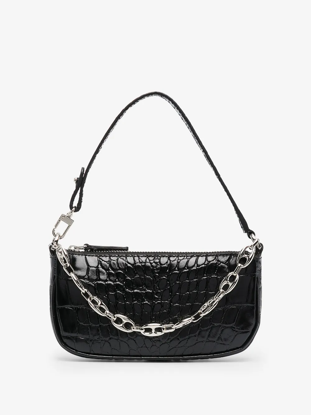 crocodile embossed shoulder bag
