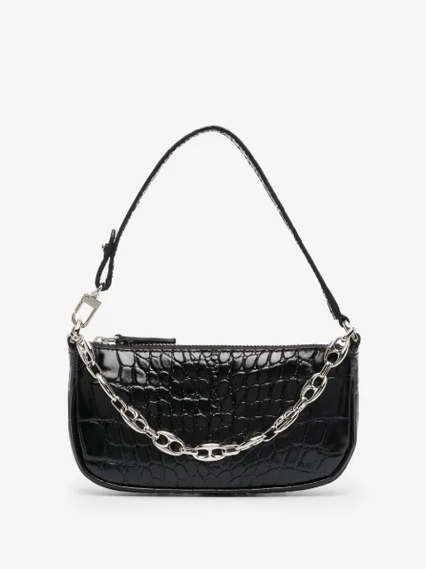 BY FAR Schultertasche mit Kroko-Effekt