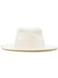 Ruslan Baginskiy pearl strap fedora hat - White