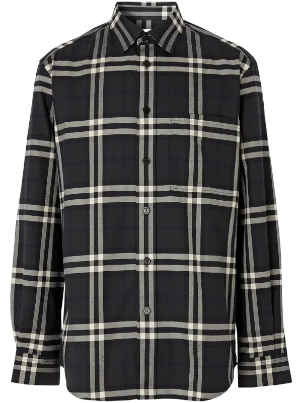 Burberry black check shirt Sale