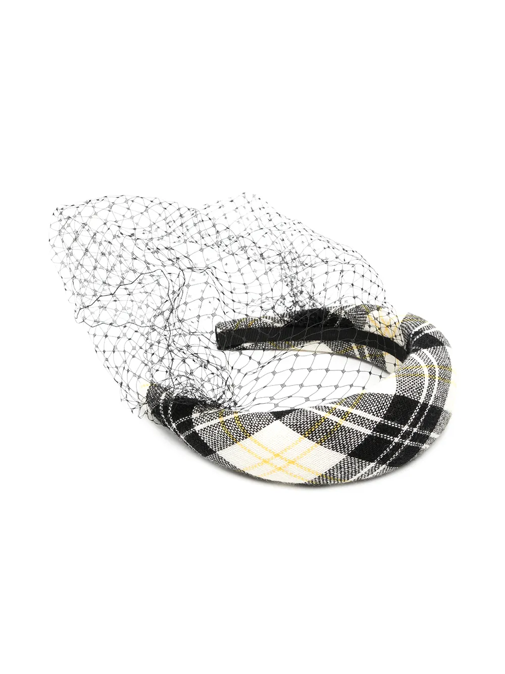  Red(v) Plaid Net Headband - Black 
