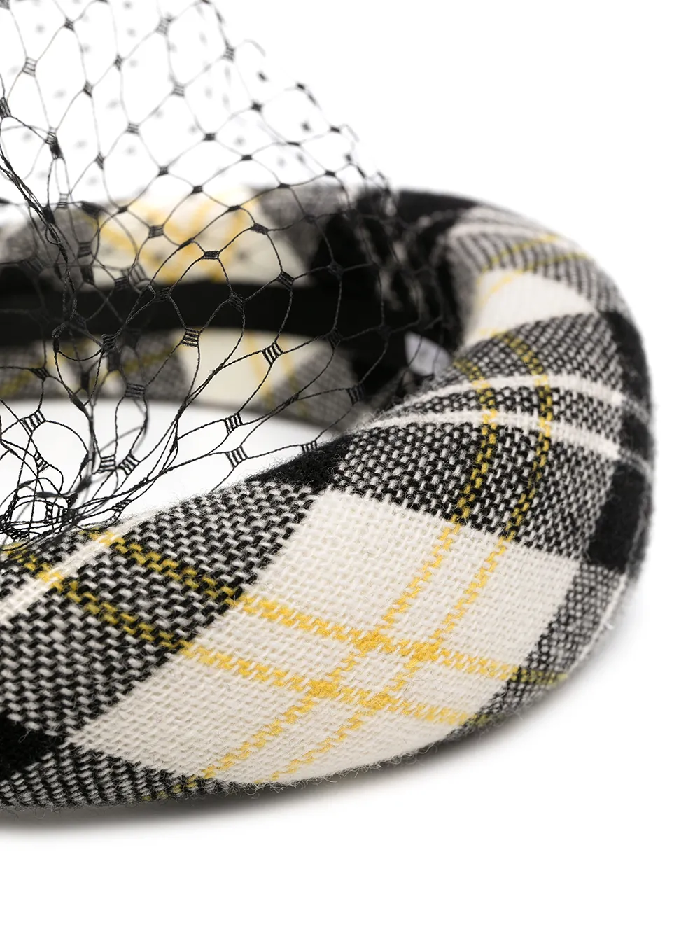 Red(v) Plaid Net Headband - Black 