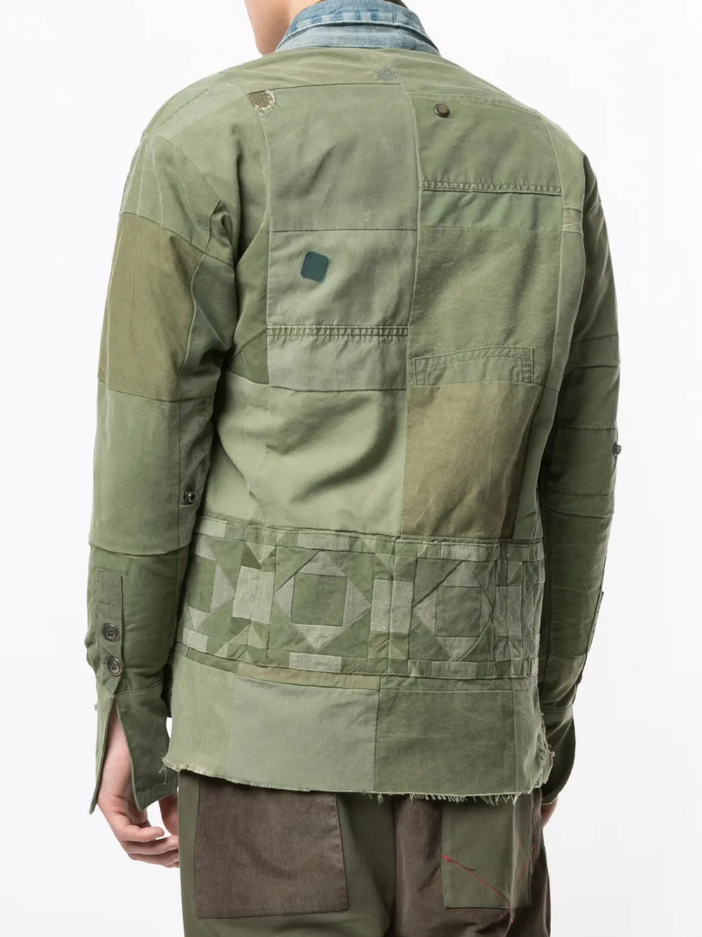 Shop Greg Lauren Patchwork Shawl-lapel Jacket In Green