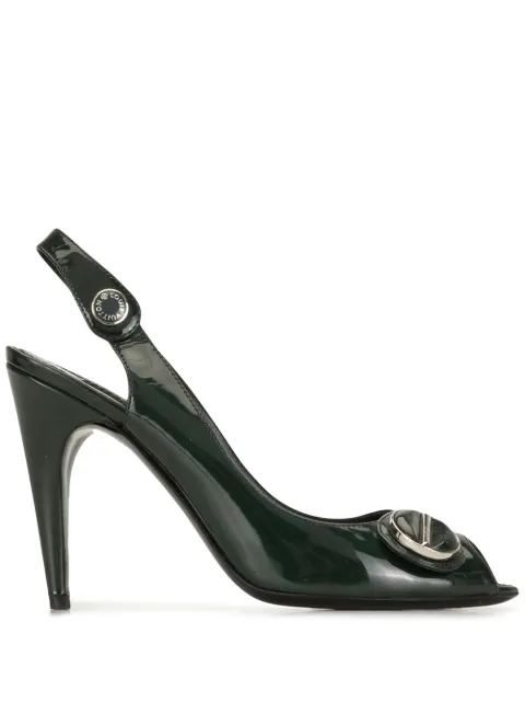 Louis Vuitton plaque detail sling-back sandals