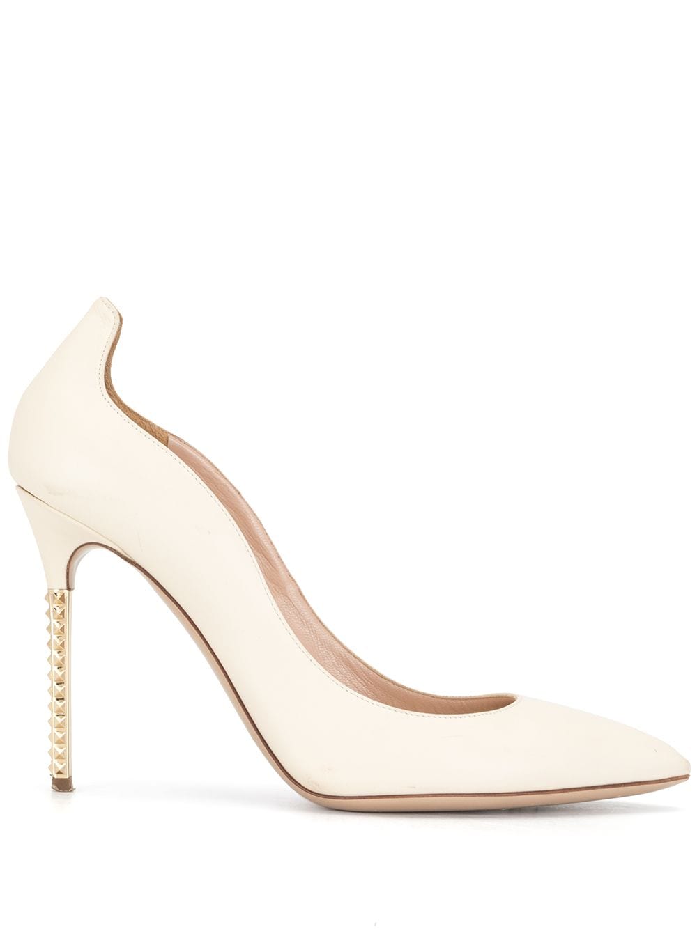 Pre-owned Valentino Garavani Studded Heel Pumps In Neutrals