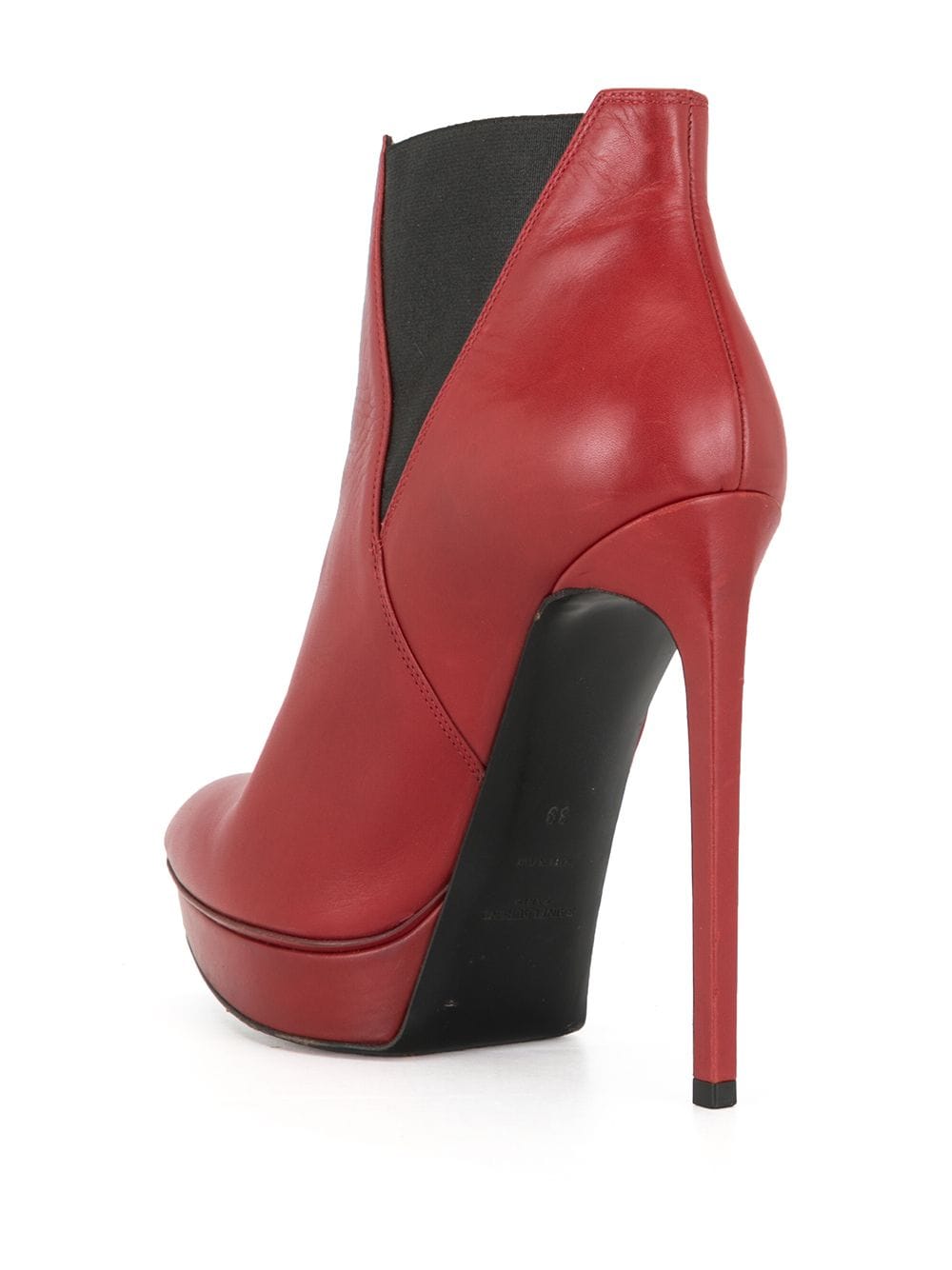 Pre-owned Saint Laurent Platform Ankle Boots In Red