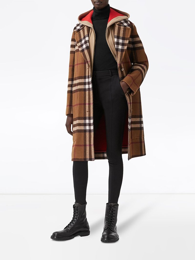 Burberry check tailored coat brown | MODES