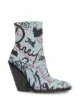 Image 2 of Burberry graffiti print denim ankle boots