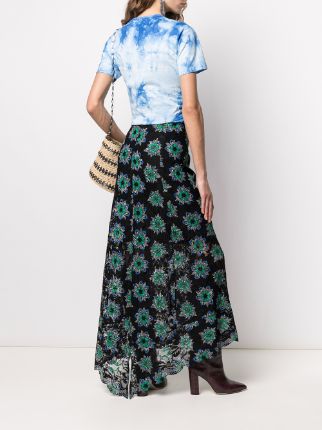 asymmetric floral-print lace skirt展示图