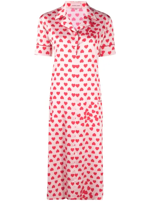 Natasha Zinko heart-print satin shirt dress