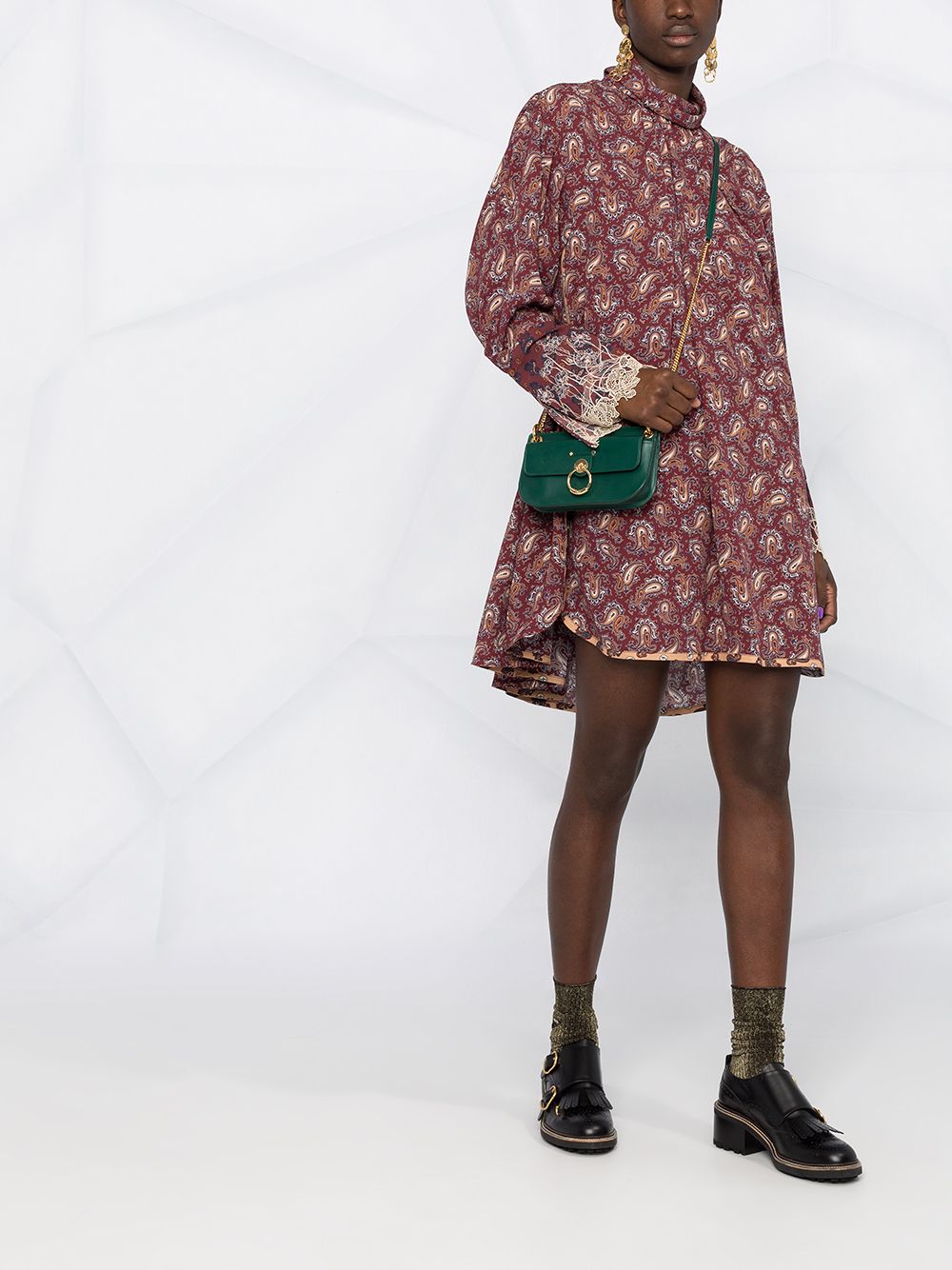 фото Chloé платье с высоким воротником и узором пейсли